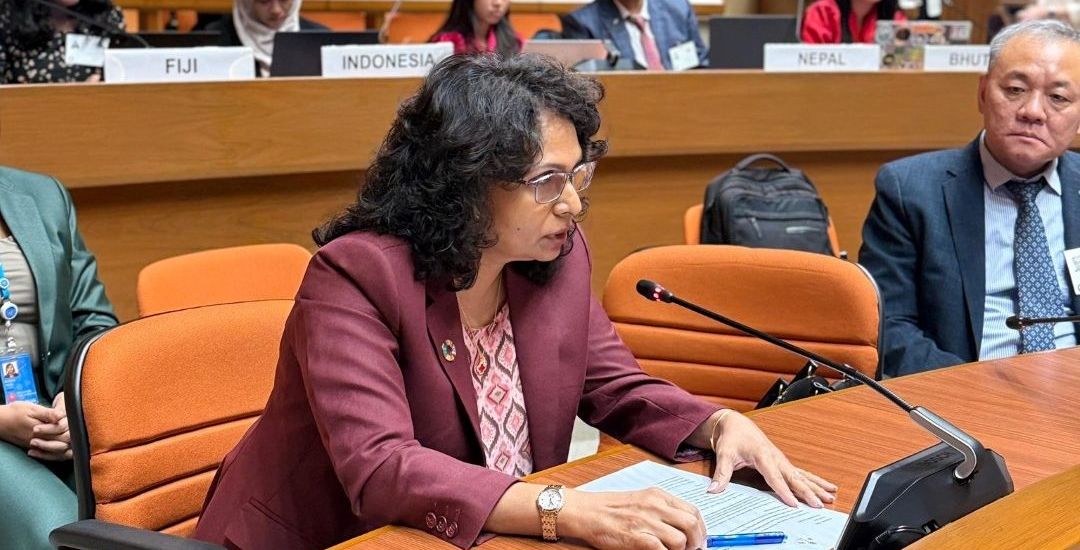 Ambassador-at-Large Huda Ali Shareef speaks at the high-level opening of the 20th Policy Consultation Forum of the Seoul Initiative Network on Green Growth (SINGG)